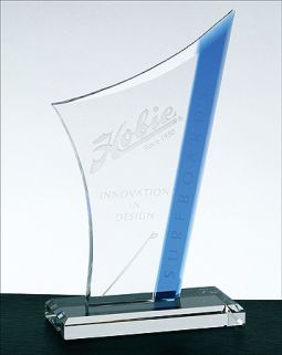 Atlantic, Clear/Blue Optical Crystal 6" x 9.75"