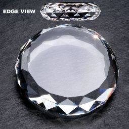 Round Gem Cut Optical Paperweight 3.5" x 3/4"